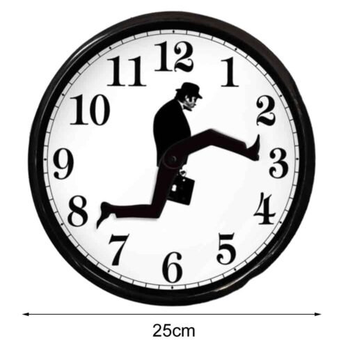 Wall Clock Walking Time Businessman Briefcase Glass Wall Round Clock Silent Mute