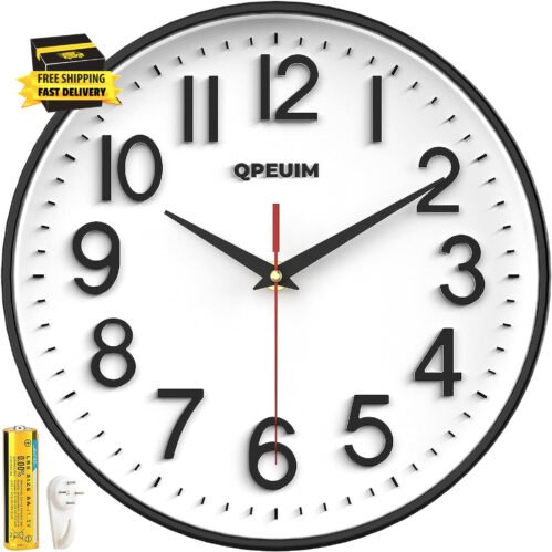 Wall Clock Wall Clocks Silent Non-Ticking Battery Operated Large Easy to Read wi