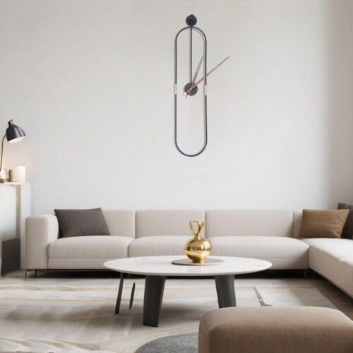 Wall Clock With Wood Pointers, Modern Decorative Wall Clock, Oval Wall Clock New