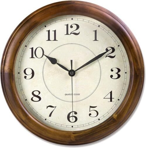 Wall Clock Wood 14 Inch Silent Wall Clocks Large Decorative Battery Operated Non