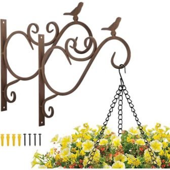 Wall Hanging Plant Bracket, 12 in. Retro Iron Metal Wall Decor Shepard...
