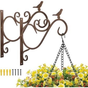 Wall Hanging Plant Bracket, 12 in. Retro Iron Metal Wall Decor Shepard...