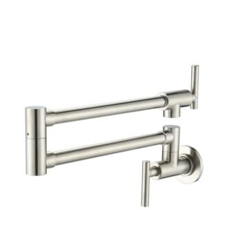 Wall Mounted Pot Filler with Lever Handle in Brushed Nickel
