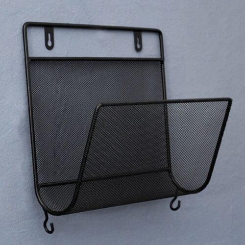 Wall Mount Magazine Rack Book Organizer Iron Storage Shelves Racks
