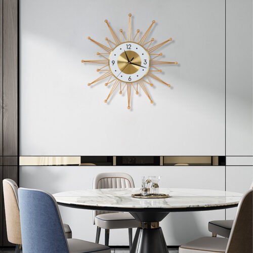 Wall Mount Metal Art Sunburst Clock Decorative Wall Clock, Large Wall Clock