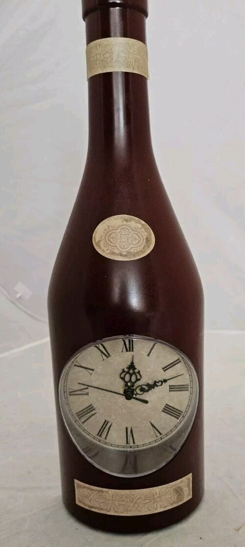 Wall or Desk Clock Bar Clock Bottle Shaped Wine Decor Hanging Clock Red/Wine 16"