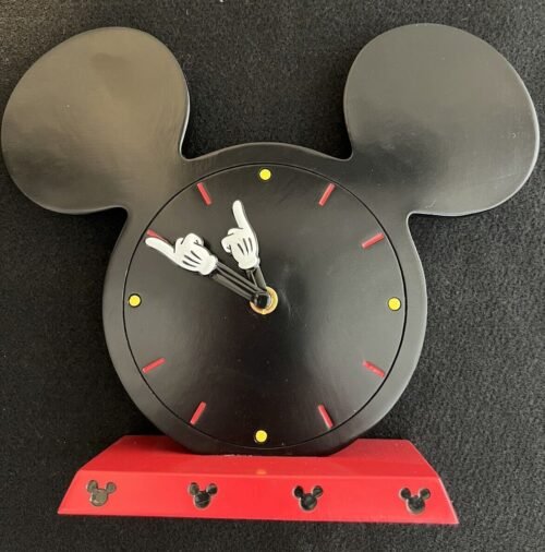 Walt Disney Parks Mickey Mouse Icon Clock for Table Desk Analog Ears Black Red
