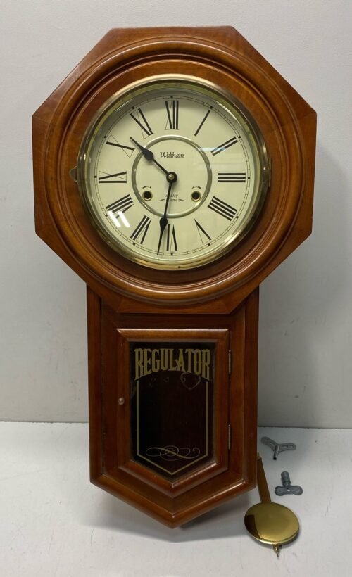 Waltham Brown Roman Regulator Wall Wind-Up Clock