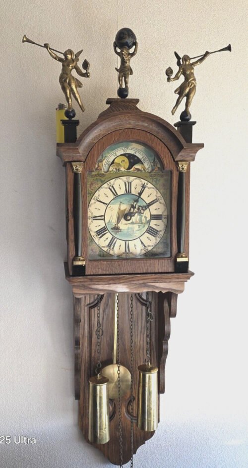 Warmink Dutch Wall Clock (Staartklok) Rolling Moon Phase 84cm Length