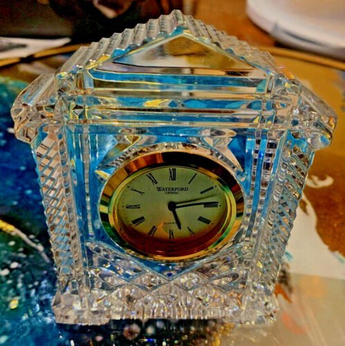 Waterford Crystal Desk Grecian Style Clock 4.5”