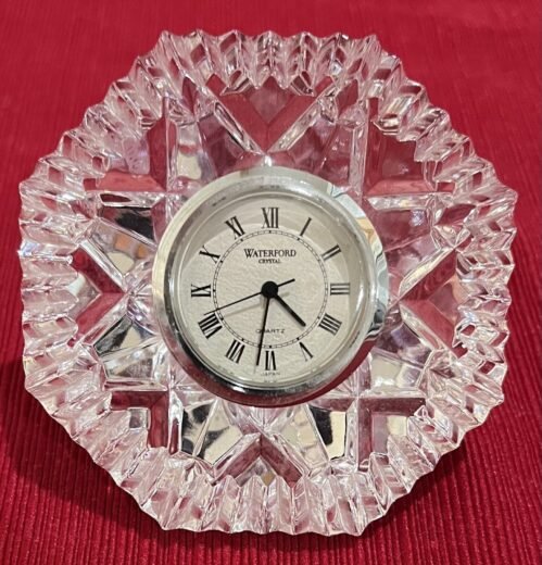Waterford Crystal Octagonal Small Desk Clock Silver Trim. NO Box