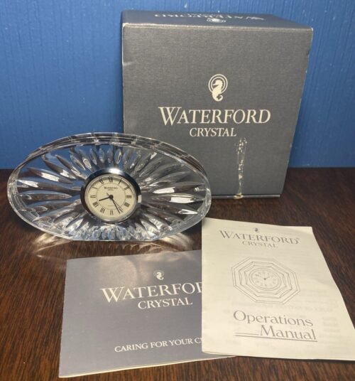 Waterford Crystal Small Oval Quartz Clock 4.75” x 2.5” - Made Ireland w/ Box