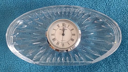 Waterford Crystal Small Oval Quartz Clock 4.75” x 2.5” Works