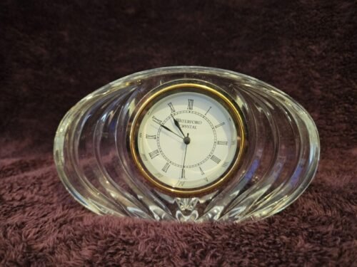 Waterford Crystal Small Quartz Oval Clock 4x7 Inch Mantle Desk Clock