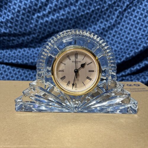 Waterford Crystal Wharton Small Desk Clock Cut Fan Ribbed NEEDS BATTERY