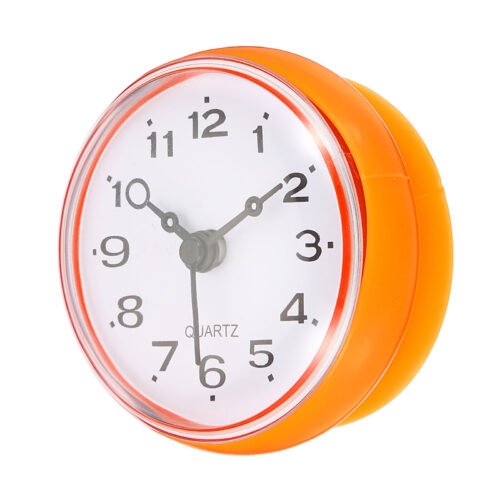 Waterproof Bathroom Shower Clock with Suction Cup Mini Wall Clocks Orange