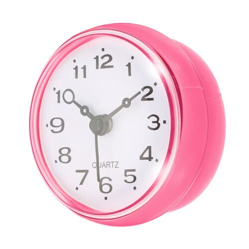 Waterproof Bathroom Shower Clock with Suction Cup Mini Wall Clocks Pink