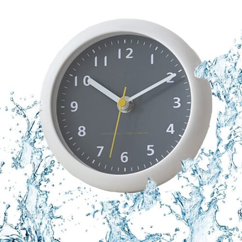 Waterproof Bathroom Wall Clock Silent Small Clock with Suction Cup