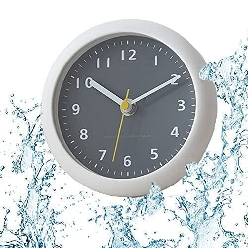 Waterproof Bathroom Wall Clock Silent Small Clock with Suction Cup