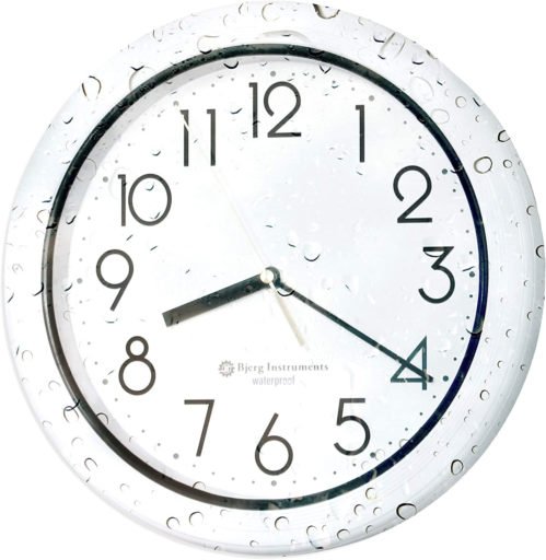 Waterproof Dustproof White Wall Clock for Kitchen, Bathroom, Pool, Shower, Outdo