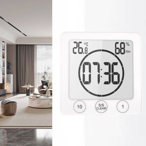 Waterproof LCD Shower Clock with Temperature and Humidity Display Versatile