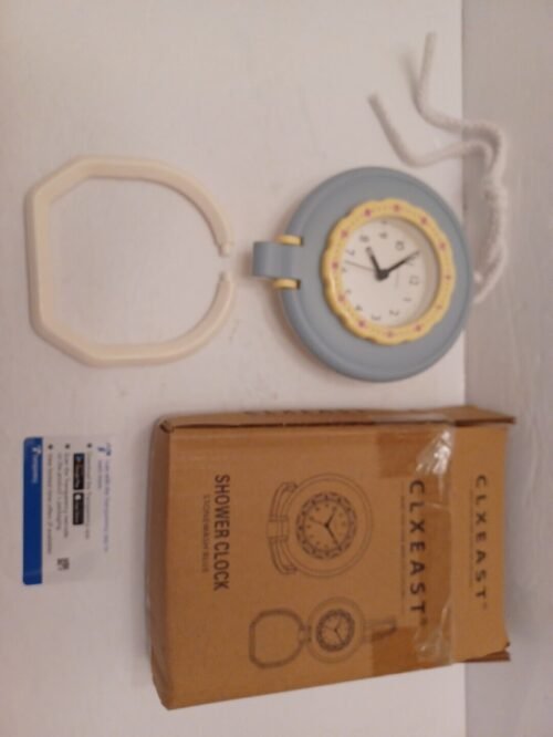 WATERPROOF SHOWER CLOCK/HANGS OR SITS NEW IN BOW BLUE/WHITE