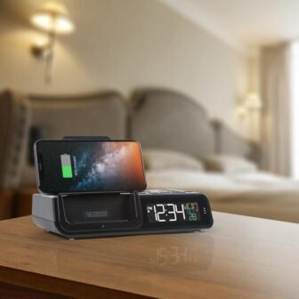 Wattz 2.0 Projection 10-Watt Wireless Charging Alarm Clock with Docking Station