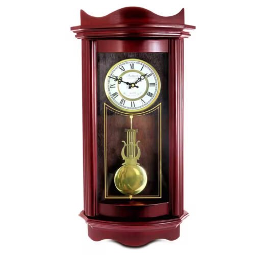 Weathered Chocolate Cherry Wood 25 Inch Wall Clock with Pendulum