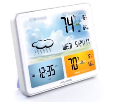 Weather Station with Jumbo Display and Atomic Clock AcuRite 02081M Rain Temp