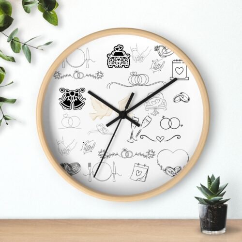 Wedding-Themed Wall Clock, Bridal Shower Gift, Home Decor, Office Decor,