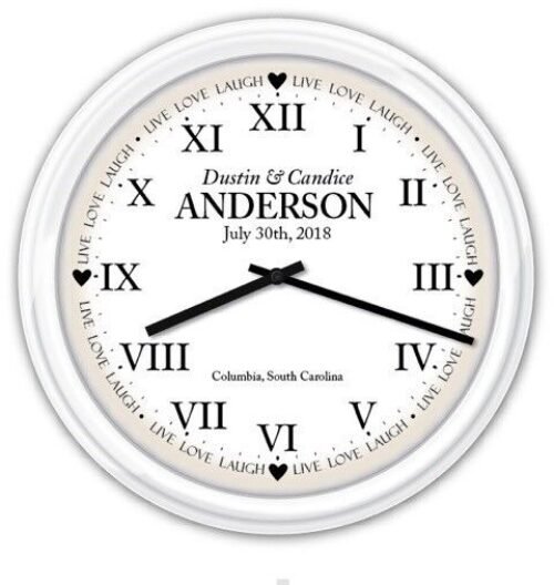 Wedding Anniversary Live Love Laugh PERSONALIZED Wall Clock - GREAT GIFT
