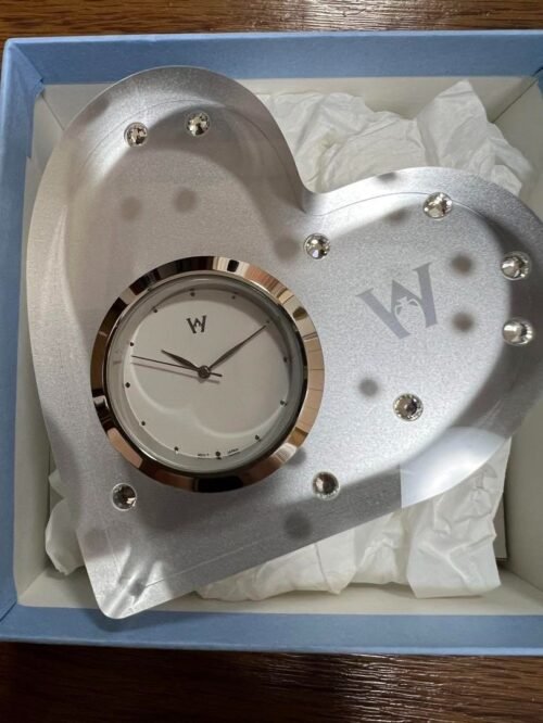 WEDGWOOD Blisstime Clock Acrylic Crystal Heart Shape 3.15"x3.35"x0.79"