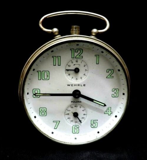 Wehrle Polona German Alarm Clock ⏰ 60s Mechanical Wind-Up Glow In The Dark Works
