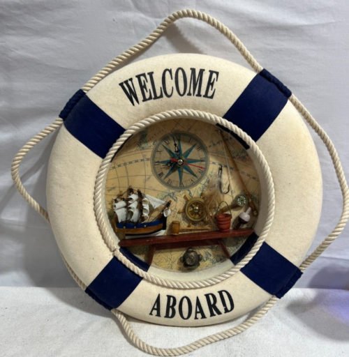 Welcome Aboard Nautical Life Ring Wall Clock Rope Model HM ENDEVOR 1728 Replica