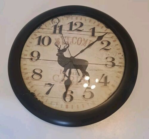 Welcome To The Cabin Deer Wall Clock Woods Forest Wildlife Decor