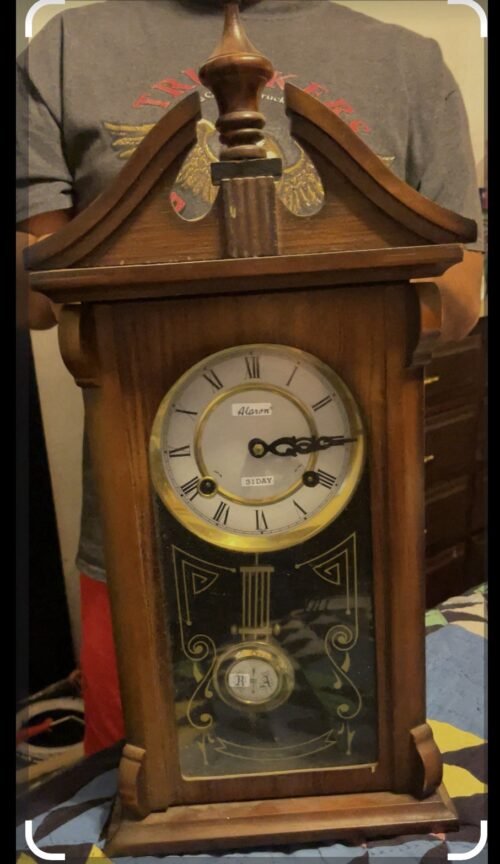 Wesco Antique Style Wooden Wall Clock with Pendulum