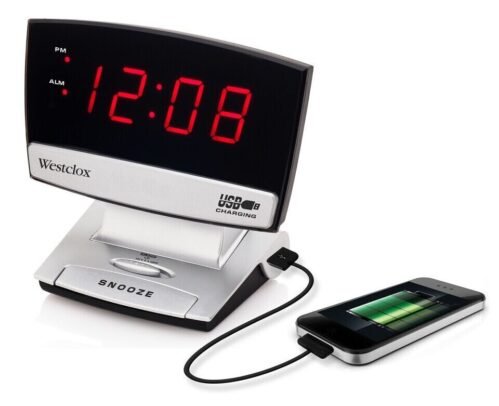 Westclox 0.9" LED Plasma Screen Alarm Clock with USB Charging Port 71014X