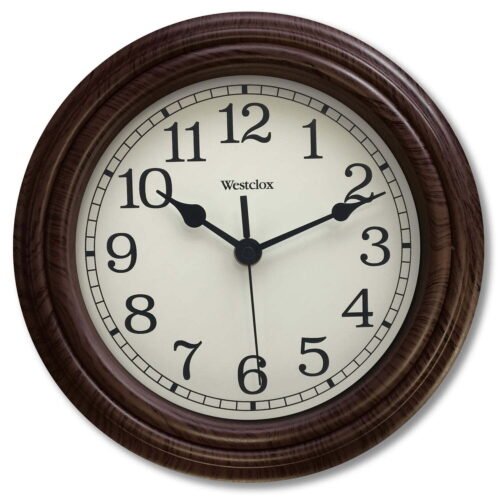 Westclox 10" Woodgrain Finish Distressed Dial Wall Clock