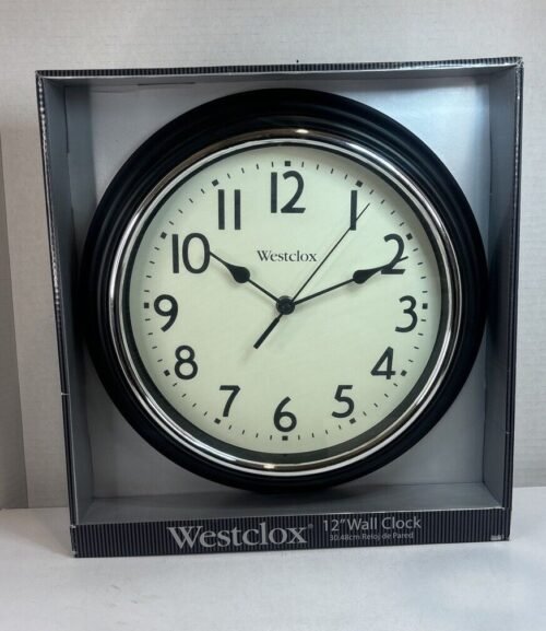 Westclox 12in Blk Retro Analog Quartz Accurate Wall Clock With Easy To Read Dail