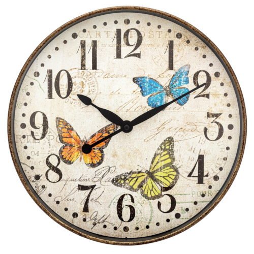 Westclox 12" Round Butterfly Wall Clock Metal hands and Glass lens Discount