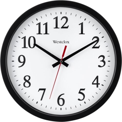 Westclox 14" Round Electric Powered Office Wall Clock, White