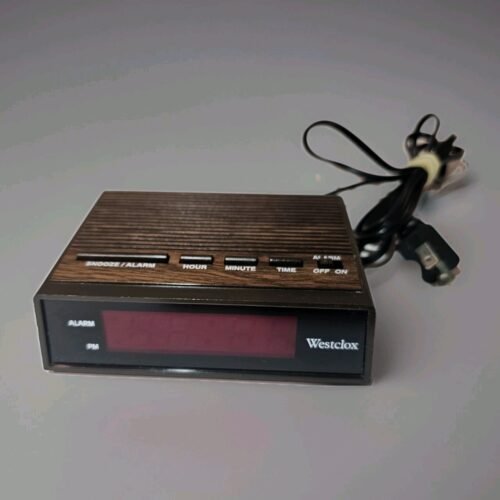 Westclox 22690 LED Digital Alarm Clock Night Table Electronic Wood Grain Finish