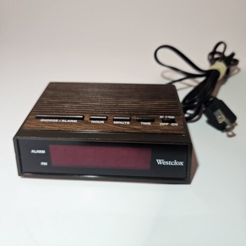Westclox 22690 LED Digital Alarm Night Table Electronic Clock Wood Grain Finish