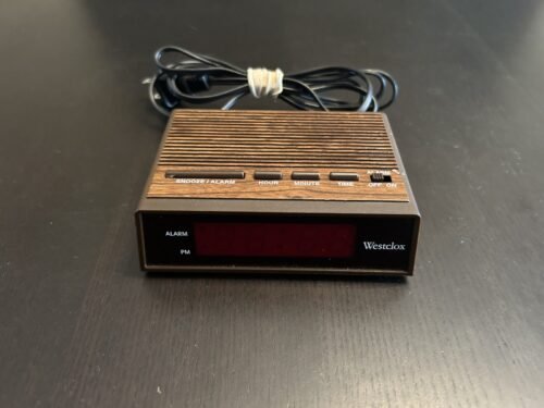 Westclox 22690 LED Digital Alarm Night Table Electronic Clock Wood Grain Finish