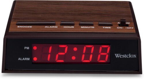 Westclox 22690 Retro Wood Grain LED Alarm Clock 0.6-Inch