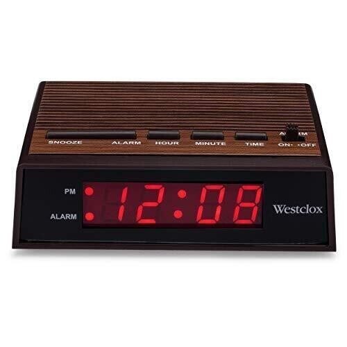 Westclox 22690 Retro Wood Grain LED Alarm Clock, 0.6-Inch-tested