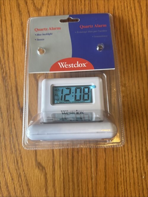 WESTCLOX 47539 .8'' White LCD Alarm Clock with Light on Demand New Sealed