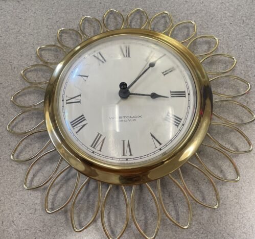 Westclox 50's Electric Wall Clock Frill S13-O Sunflower Sunburst Tested & Works!