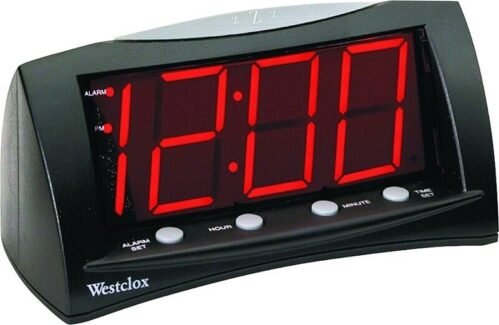 Westclox 66705 Black Case Large Red LED Digital Alarm Clock 8 L in. 4613949