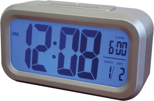Westclox 70045 Smart Backlight Alarm Clock, Silver